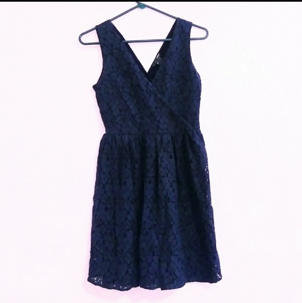 Aqua- Navy Lace Dress
